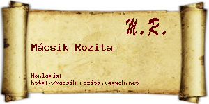 Mácsik Rozita névjegykártya