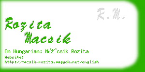 rozita macsik business card